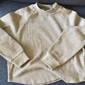 Madewell Women's Beige Waffle-Knit Turtleneck Sweater